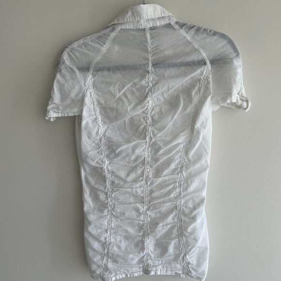 y2k light scrunch white blouse - Picture 3 of 5